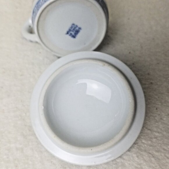 Tea cup mug China Porcelain Blue White Coffee Lidded 8oz Butterfly Floral - Picture 8 of 10